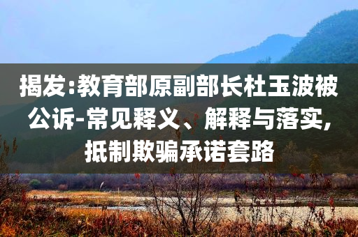 揭發(fā):教育部原副部長杜玉波被公訴-常見釋義、解釋與落實(shí),抵制欺騙承諾套路