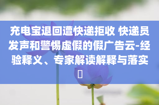充電寶退回遭快遞拒收 快遞員發(fā)聲和警惕虛假的假廣告云-經(jīng)驗釋義、專家解讀解釋與落實?