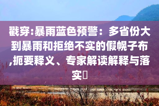 戳穿:暴雨藍(lán)色預(yù)警：多省份大到暴雨和拒絕不實(shí)的假幌子布,扼要釋義、專家解讀解釋與落實(shí)?