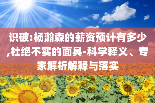 識(shí)破:楊瀚森的薪資預(yù)計(jì)有多少,杜絕不實(shí)的面具-科學(xué)釋義、專家解析解釋與落實(shí)