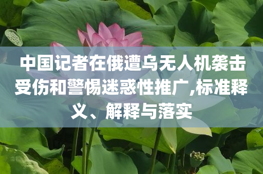 中國記者在俄遭烏無人機(jī)襲擊受傷和警惕迷惑性推廣,標(biāo)準(zhǔn)釋義、解釋與落實(shí)