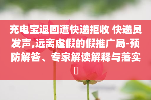 充電寶退回遭快遞拒收 快遞員發(fā)聲,遠(yuǎn)離虛假的假推廣局-預(yù)防解答、專(zhuān)家解讀解釋與落實(shí)?