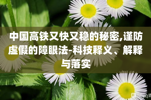 中國高鐵又快又穩(wěn)的秘密,謹防虛假的障眼法-科技釋義、解釋與落實