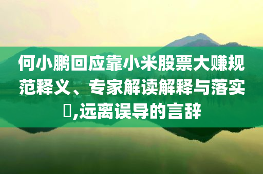 何小鵬回應(yīng)靠小米股票大賺規(guī)范釋義、專家解讀解釋與落實?,遠離誤導(dǎo)的言辭