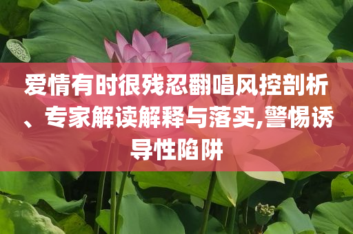 愛情有時很殘忍翻唱風(fēng)控剖析、專家解讀解釋與落實,警惕誘導(dǎo)性陷阱