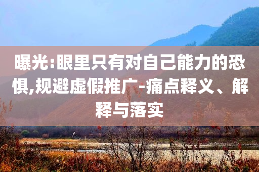 曝光:眼里只有對自己能力的恐懼,規(guī)避虛假推廣-痛點釋義、解釋與落實
