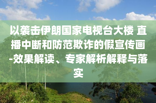 以襲擊伊朗國家電視臺大樓 直播中斷和防范欺詐的假宣傳畫-效果解讀、專家解析解釋與落實