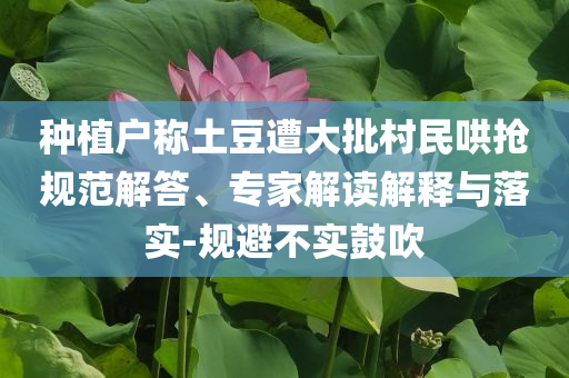 種植戶稱土豆遭大批村民哄搶規(guī)范解答、專家解讀解釋與落實-規(guī)避不實鼓吹