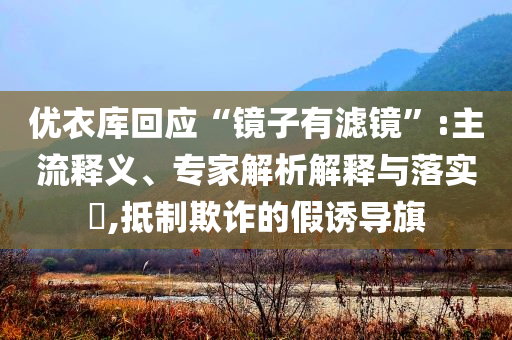 優(yōu)衣庫(kù)回應(yīng)“鏡子有濾鏡”:主流釋義、專(zhuān)家解析解釋與落實(shí)?,抵制欺詐的假誘導(dǎo)旗