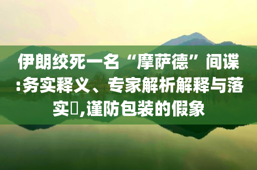 伊朗絞死一名“摩薩德”間諜:務(wù)實釋義、專家解析解釋與落實?,謹防包裝的假象