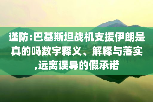 謹防:巴基斯坦戰(zhàn)機支援伊朗是真的嗎數(shù)字釋義、解釋與落實,遠離誤導(dǎo)的假承諾