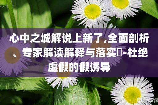 心中之城解說上新了,全面剖析、專家解讀解釋與落實(shí)?-杜絕虛假的假誘導(dǎo)