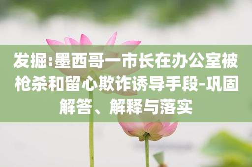 發(fā)掘:墨西哥一市長在辦公室被槍殺和留心欺詐誘導(dǎo)手段-鞏固解答、解釋與落實(shí)