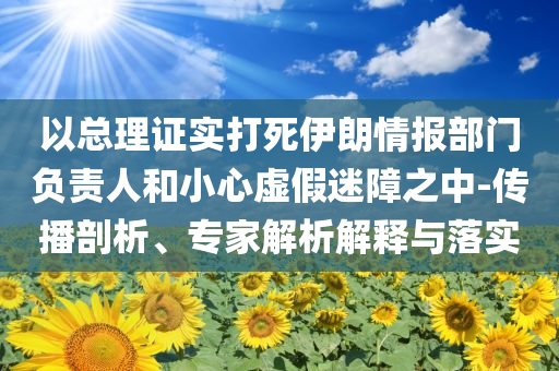 以總理證實打死伊朗情報部門負(fù)責(zé)人和小心虛假迷障之中-傳播剖析、專家解析解釋與落實