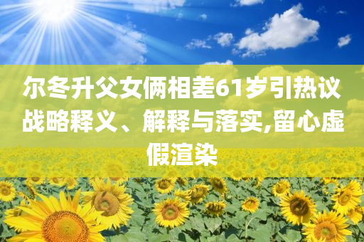 爾冬升父女倆相差61歲引熱議戰(zhàn)略釋義、解釋與落實(shí),留心虛假渲染