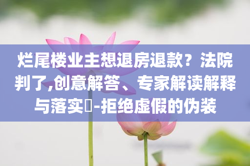 爛尾樓業(yè)主想退房退款？法院判了,創(chuàng)意解答、專家解讀解釋與落實?-拒絕虛假的偽裝
