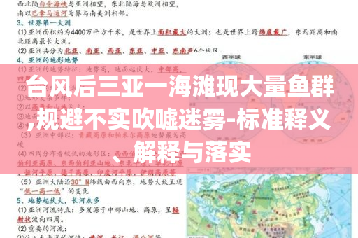 臺風后三亞一海灘現(xiàn)大量魚群,規(guī)避不實吹噓迷霧-標準釋義、解釋與落實