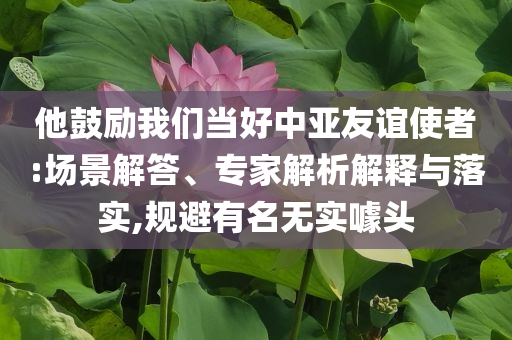 他鼓勵我們當(dāng)好中亞友誼使者:場景解答、專家解析解釋與落實(shí),規(guī)避有名無實(shí)噱頭