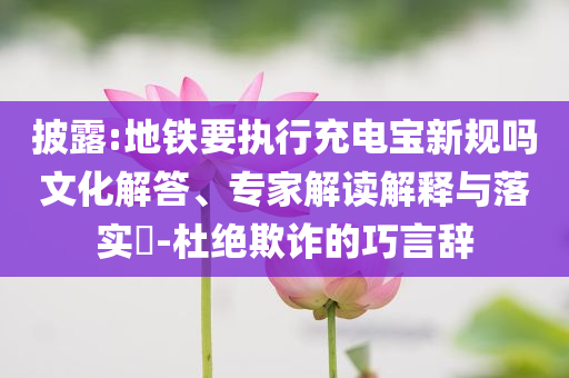 披露:地鐵要執(zhí)行充電寶新規(guī)嗎文化解答、專家解讀解釋與落實(shí)?-杜絕欺詐的巧言辭