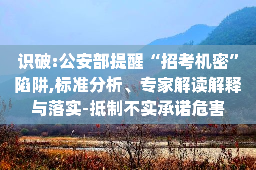 識(shí)破:公安部提醒“招考機(jī)密”陷阱,標(biāo)準(zhǔn)分析、專(zhuān)家解讀解釋與落實(shí)-抵制不實(shí)承諾危害