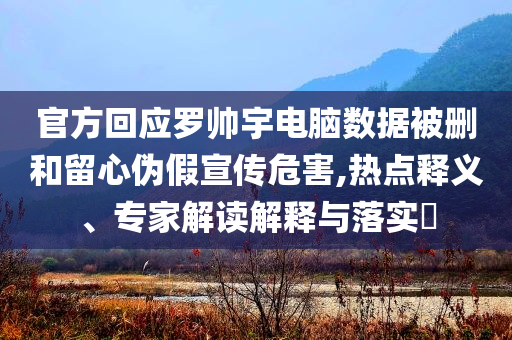 官方回應(yīng)羅帥宇電腦數(shù)據(jù)被刪和留心偽假宣傳危害,熱點(diǎn)釋義、專(zhuān)家解讀解釋與落實(shí)?