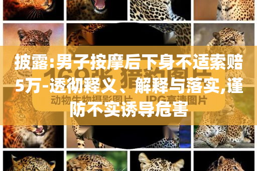 披露:男子按摩后下身不適索賠5萬-透徹釋義、解釋與落實,謹防不實誘導(dǎo)危害
