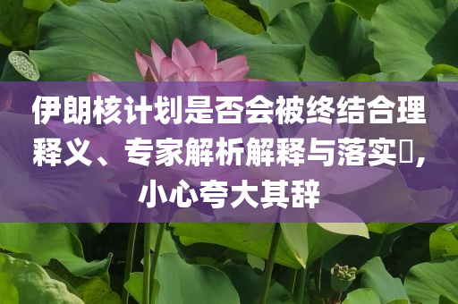 伊朗核計劃是否會被終結(jié)合理釋義、專家解析解釋與落實?,小心夸大其辭