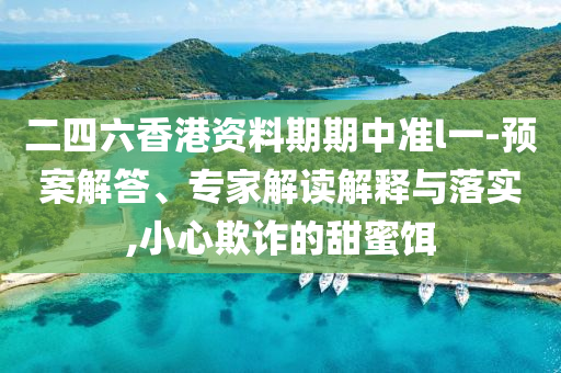 二四六香港資料期期中準(zhǔn)l一-預(yù)案解答、專家解讀解釋與落實,小心欺詐的甜蜜餌