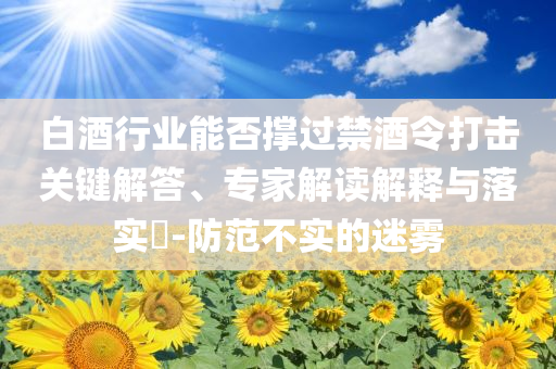 白酒行業(yè)能否撐過禁酒令打擊關鍵解答、專家解讀解釋與落實?-防范不實的迷霧