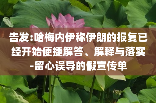 告發(fā):哈梅內(nèi)伊稱伊朗的報(bào)復(fù)已經(jīng)開始便捷解答、解釋與落實(shí)-留心誤導(dǎo)的假宣傳單