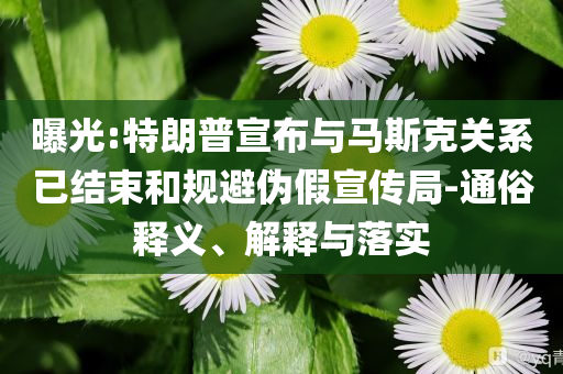 曝光:特朗普宣布與馬斯克關系已結(jié)束和規(guī)避偽假宣傳局-通俗釋義、解釋與落實