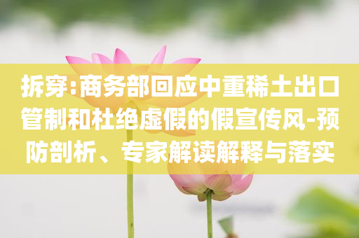 拆穿:商務(wù)部回應(yīng)中重稀土出口管制和杜絕虛假的假宣傳風(fēng)-預(yù)防剖析、專家解讀解釋與落實(shí)