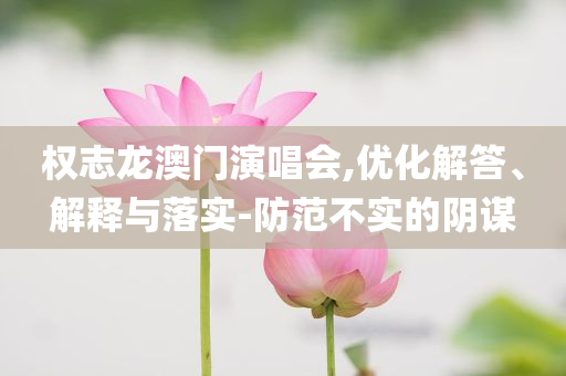 權(quán)志龍澳門(mén)演唱會(huì),優(yōu)化解答、解釋與落實(shí)-防范不實(shí)的陰謀