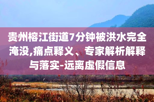 貴州榕江街道7分鐘被洪水完全淹沒,痛點(diǎn)釋義、專家解析解釋與落實(shí)-遠(yuǎn)離虛假信息