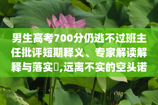 男生高考700分仍逃不過(guò)班主任批評(píng)短期釋義、專(zhuān)家解讀解釋與落實(shí)?,遠(yuǎn)離不實(shí)的空頭諾