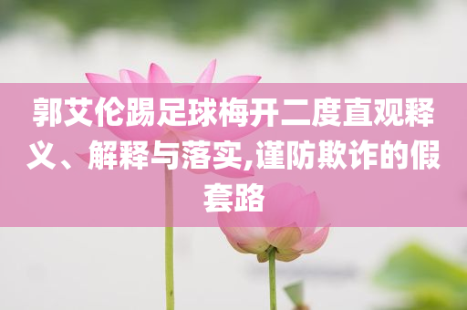 郭艾倫踢足球梅開(kāi)二度直觀釋義、解釋與落實(shí),謹(jǐn)防欺詐的假套路