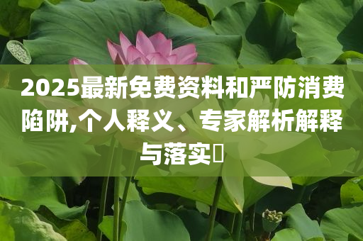2025最新免費(fèi)資料和嚴(yán)防消費(fèi)陷阱,個(gè)人釋義、專家解析解釋與落實(shí)?