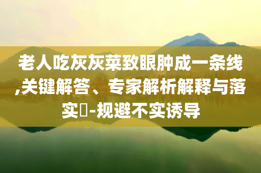 老人吃灰灰菜致眼腫成一條線,關鍵解答、專家解析解釋與落實?-規(guī)避不實誘導