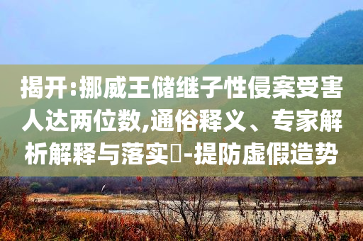 揭開:挪威王儲(chǔ)繼子性侵案受害人達(dá)兩位數(shù),通俗釋義、專家解析解釋與落實(shí)?-提防虛假造勢(shì)