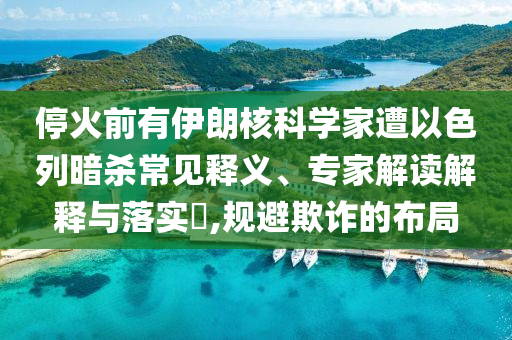 停火前有伊朗核科學(xué)家遭以色列暗殺常見釋義、專家解讀解釋與落實?,規(guī)避欺詐的布局
