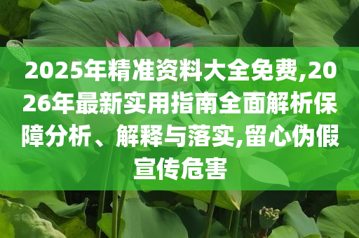 2025年精準資料大全免費,2026年最新實用指南全面解析保障分析、解釋與落實,留心偽假宣傳危害
