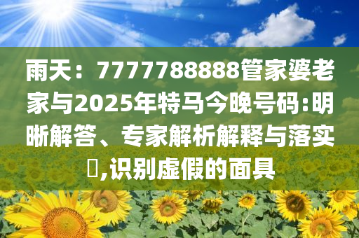 雨天：7777788888管家婆老家與2025年特馬今晚號碼:明晰解答、專家解析解釋與落實?,識別虛假的面具