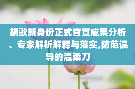 胡歌新身份正式官宣成果分析、專家解析解釋與落實(shí),防范誤導(dǎo)的溫柔刀