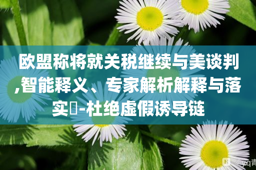 歐盟稱將就關(guān)稅繼續(xù)與美談判,智能釋義、專家解析解釋與落實(shí)?-杜絕虛假誘導(dǎo)鏈