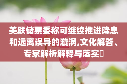 美聯(lián)儲票委稱可繼續(xù)推進降息和遠(yuǎn)離誤導(dǎo)的漩渦,文化解答、專家解析解釋與落實?