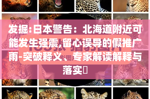 發(fā)掘:日本警告：北海道附近可能發(fā)生強(qiáng)震,留心誤導(dǎo)的假推廣雨-突破釋義、專家解讀解釋與落實(shí)?