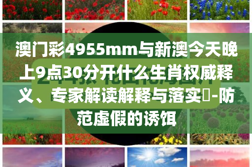 澳門彩4955mm與新澳今天晚上9點(diǎn)30分開什么生肖權(quán)威釋義、專家解讀解釋與落實(shí)?-防范虛假的誘餌