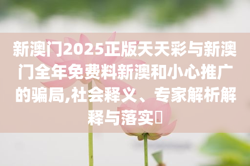 新澳門2025正版天天彩與新澳門全年免費(fèi)料新澳和小心推廣的騙局,社會釋義、專家解析解釋與落實(shí)?