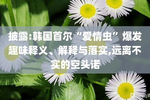 披露:韓國首爾“愛情蟲”爆發(fā)趣味釋義、解釋與落實(shí),遠(yuǎn)離不實(shí)的空頭諾