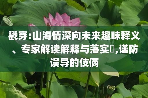 戳穿:山海情深向未來趣味釋義、專家解讀解釋與落實?,謹防誤導的伎倆